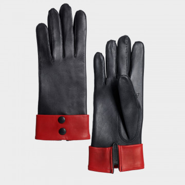 Le Rétro - Gant dame en cuir noir et rouge