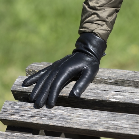 gant cuir noir tactile femme